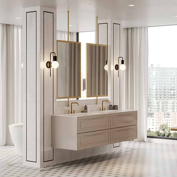 Alma Taupe 36" Vanity with Integrated White Solid Surface Top; in Taupe; in Style Ideas Classic, Contemporary, Transitional