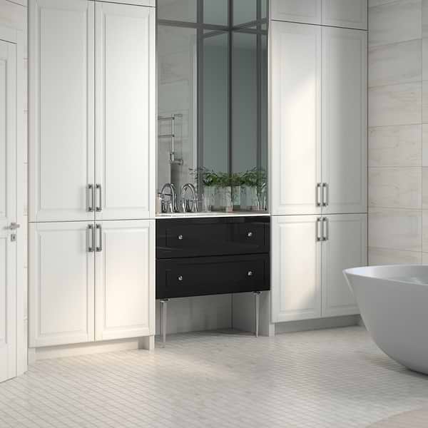 Alma Black 36" Vanity with Chrome Legs & Knobs without Top; in Black; in Style Ideas Classic, Contemporary, Transitional