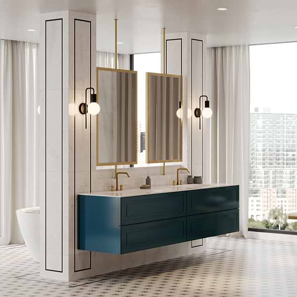 Close Out - Alma Turquoise 42" Vanity with Integrated White Solid Surface Top; in Turquoise; in Style Ideas Classic, Contemporary, Transitional