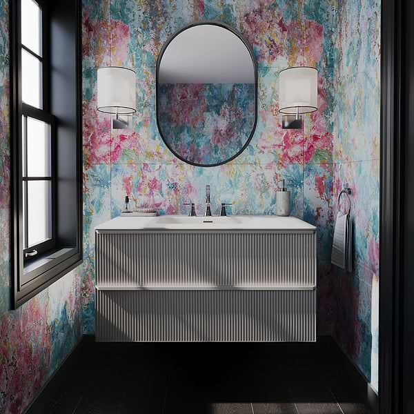 Astor Pearl 42" Single Vanity with Integrated White Solid SurfaceTop