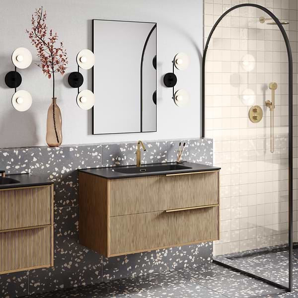Kora Art Faux Fluted 40" Single Vanity with Gold Handles without Top