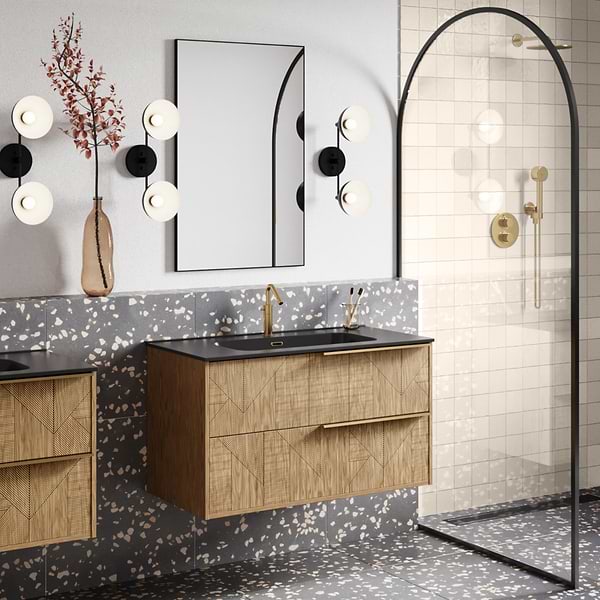 Close Out - Kora Geo Faux Fluted 40" Single Vanity with Silver Handles without Top