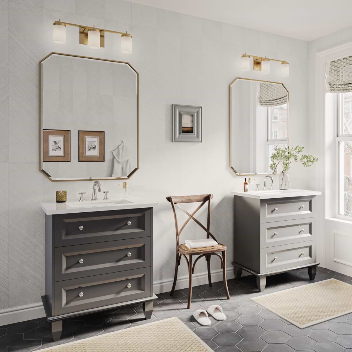 Close Out - Nora Gray 30" Single Vanity with Pure White Quartz Top; in Gray; in Style Ideas Cottage