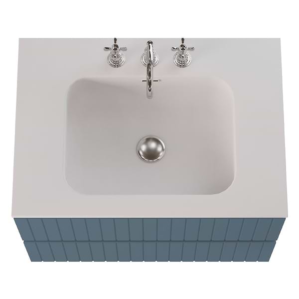 Adeline Denim Blue 30" Single Vanity with Integrated Solid Surface Top