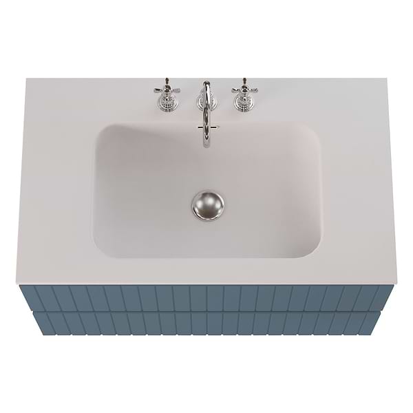 Adeline Denim Blue 36" Single Vanity with Integrated Solid Surface Top