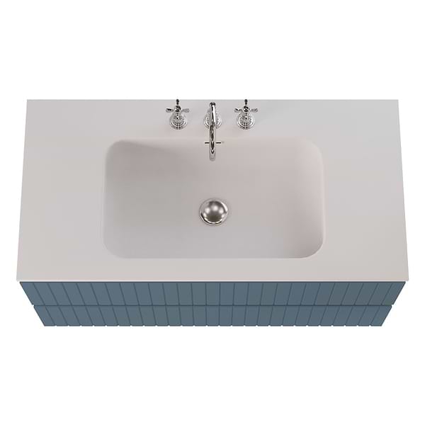 Adeline Denim Blue 42" Single Vanity with Integrated Solid Surface Top