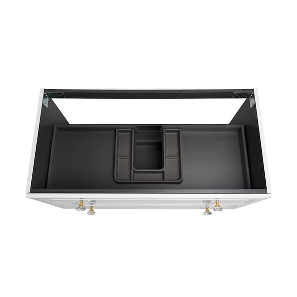 Alma White 42" Vanity with Gold Legs & Knobs with Integrated White Solid Surface Top