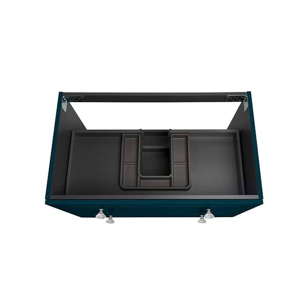 Alma Turquoise 36" Vanity with Chrome Legs & Knobs with Integrated White Solid Surface Top