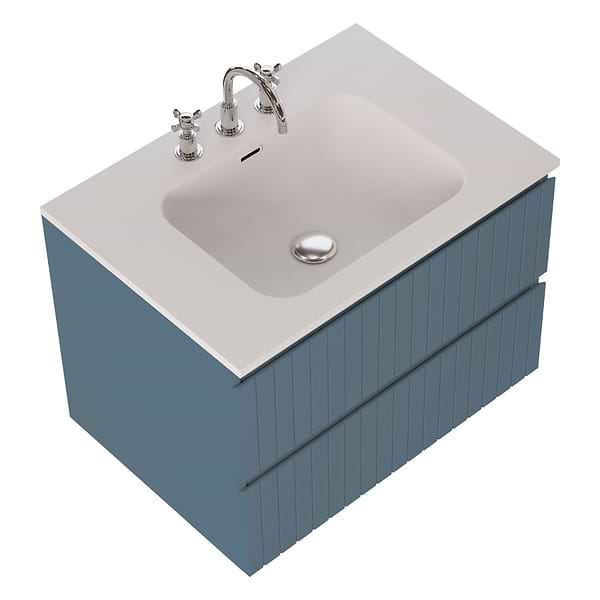 Adeline Denim Blue 30" Single Vanity with Integrated Solid Surface Top