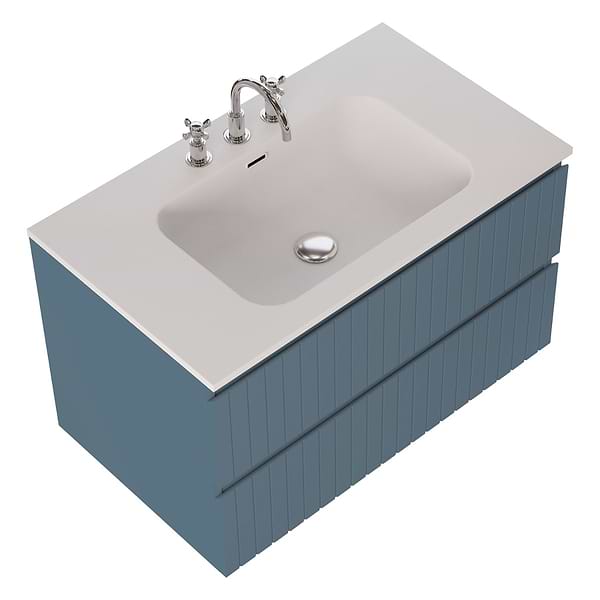 Adeline Denim Blue 36" Single Vanity with Integrated Solid Surface Top