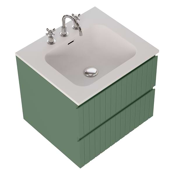 Adeline Forest Green 24" Single Vanity with Integrated Solid Surface Top