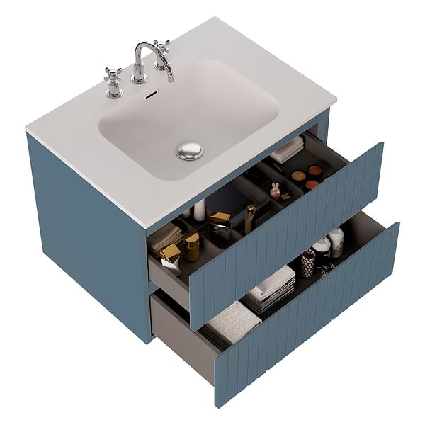 Adeline Denim Blue 30" Single Vanity with Integrated Solid Surface Top