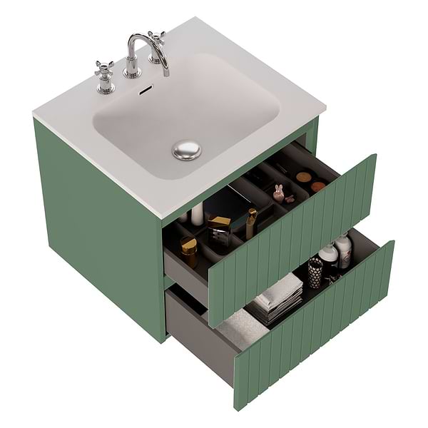 Adeline Forest Green 24" Single Vanity with Integrated Solid Surface Top