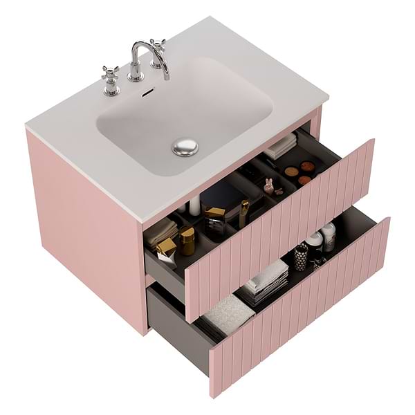 Adeline Rose Pink 30" Single Vanity with Integrated Solid Surface Top