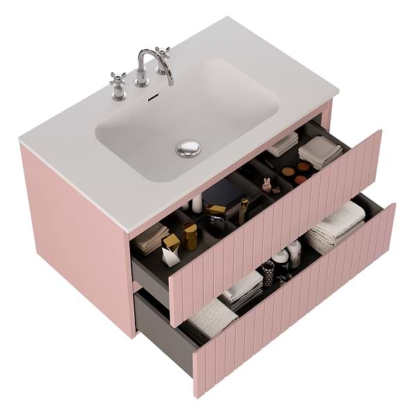 Adeline Rose Pink 36" Single Vanity with Integrated Solid Surface Top