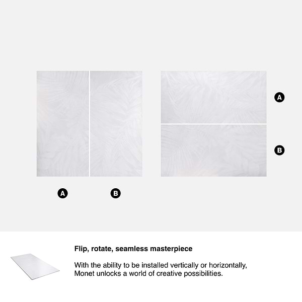 Artscape Cotton Garden White 24x48 Artisan Decor Matte Porcelain Wall Tile