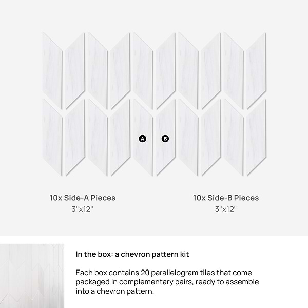 Bianco Dolomite White 3x12 Chevron Premium Honed Marble Tile