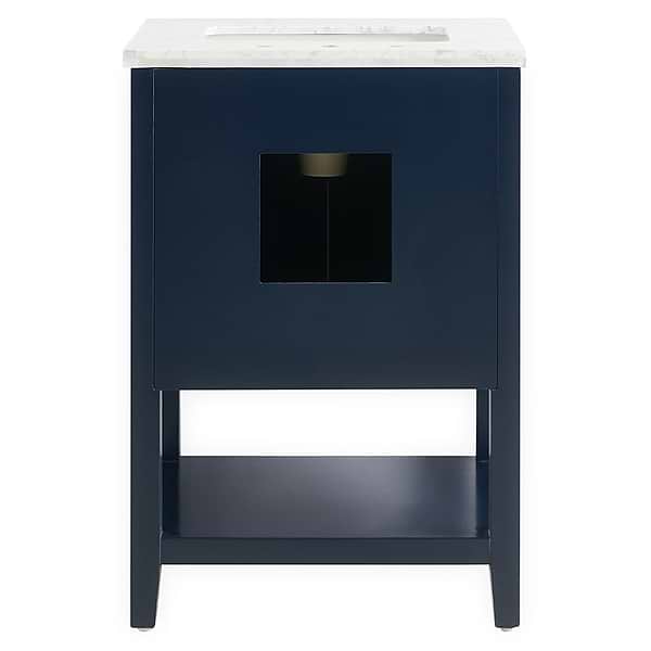 KIT - Sheraton 24" Navy Vanity with Carrara Marble Top and Ceramic Basin