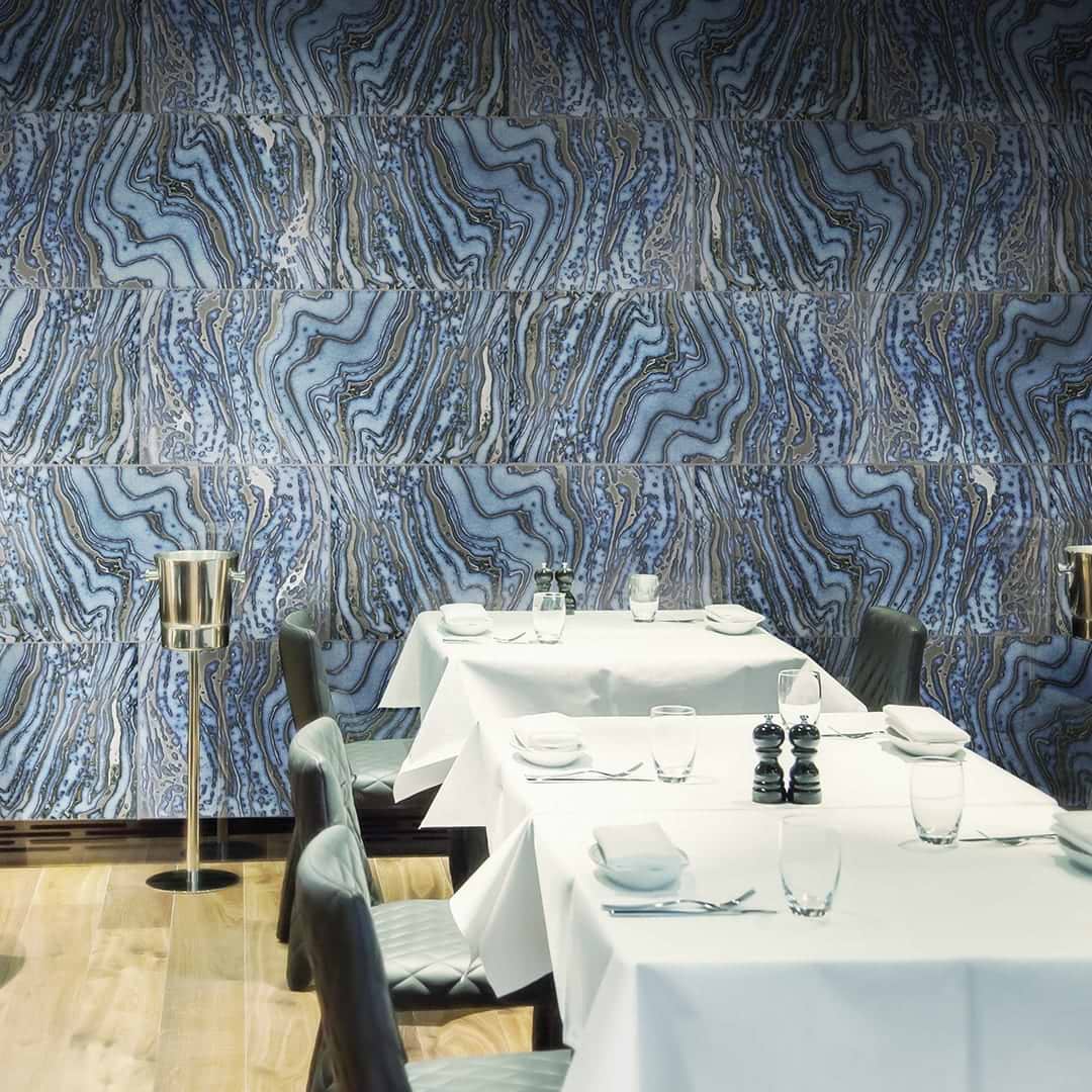 Close Out-Chromium Blue 24x48 Matte Porcelain; in Blue & Black Porcelain; for Backsplash, Bathroom Wall, Kitchen Wall, Outdoor Wall, Shower Wall, Wall Tile; in Style Ideas Art Deco, Contemporary, Whimsical