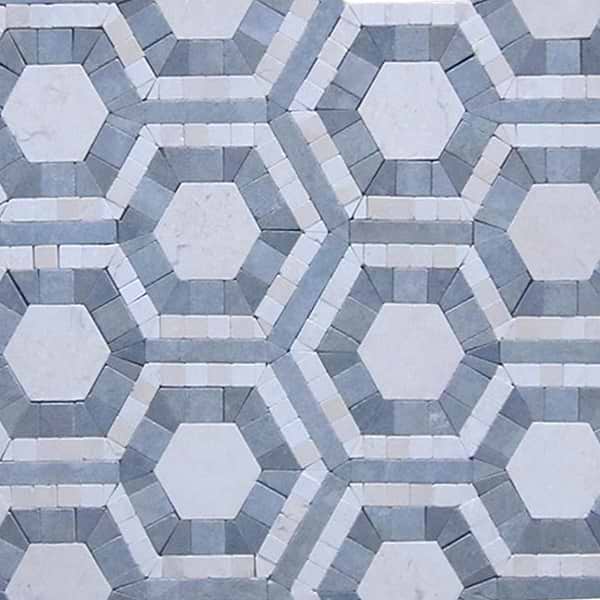 Cosmos Carrera and Moonstone Hexagon Marble Tile_main