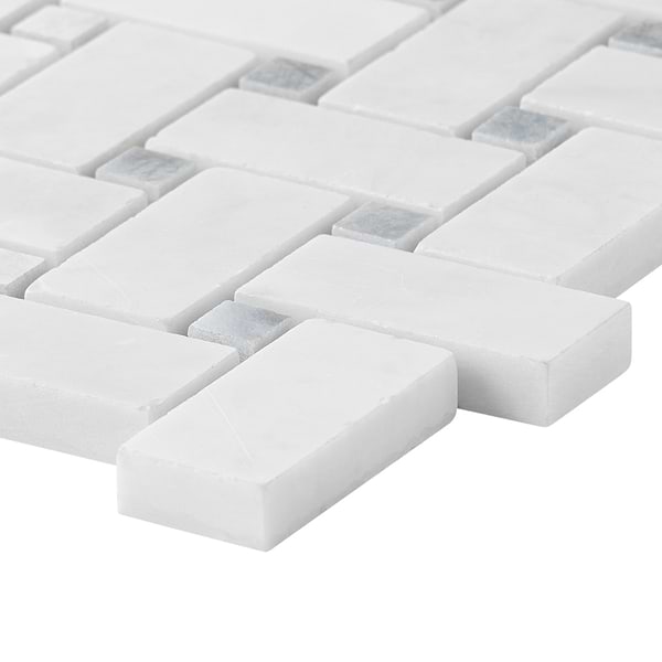 Basket Weave Asian Statuary with Silver Dot Honed Honed Marble