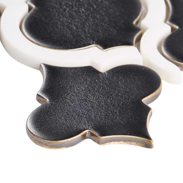 Baroque Glass Lantern Gun Metal with Asian Statuary Lines Mixed Finish Marble + Glass