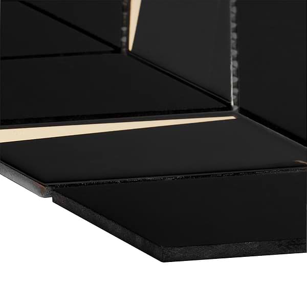 Giazza Portoro Black 2x4 Marble and Mirrored Glass Polished Mosaic Tile