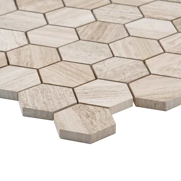 Wooden Beige 2" Hexagon Polished Marble