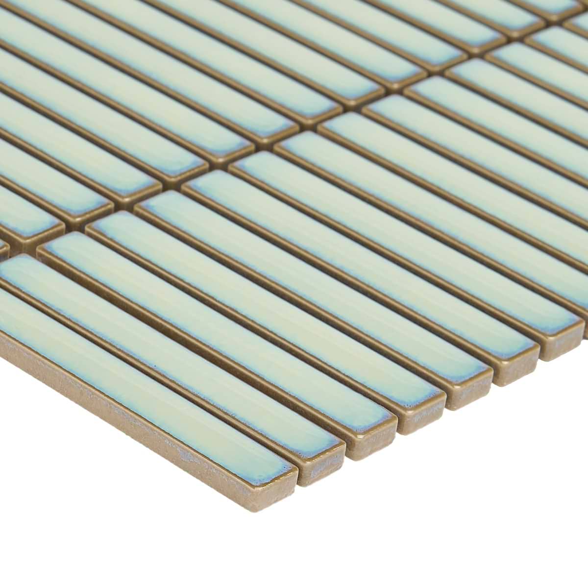 Shop Sample-Motek Mint Green Glossy Tri Stacked Mosaic at