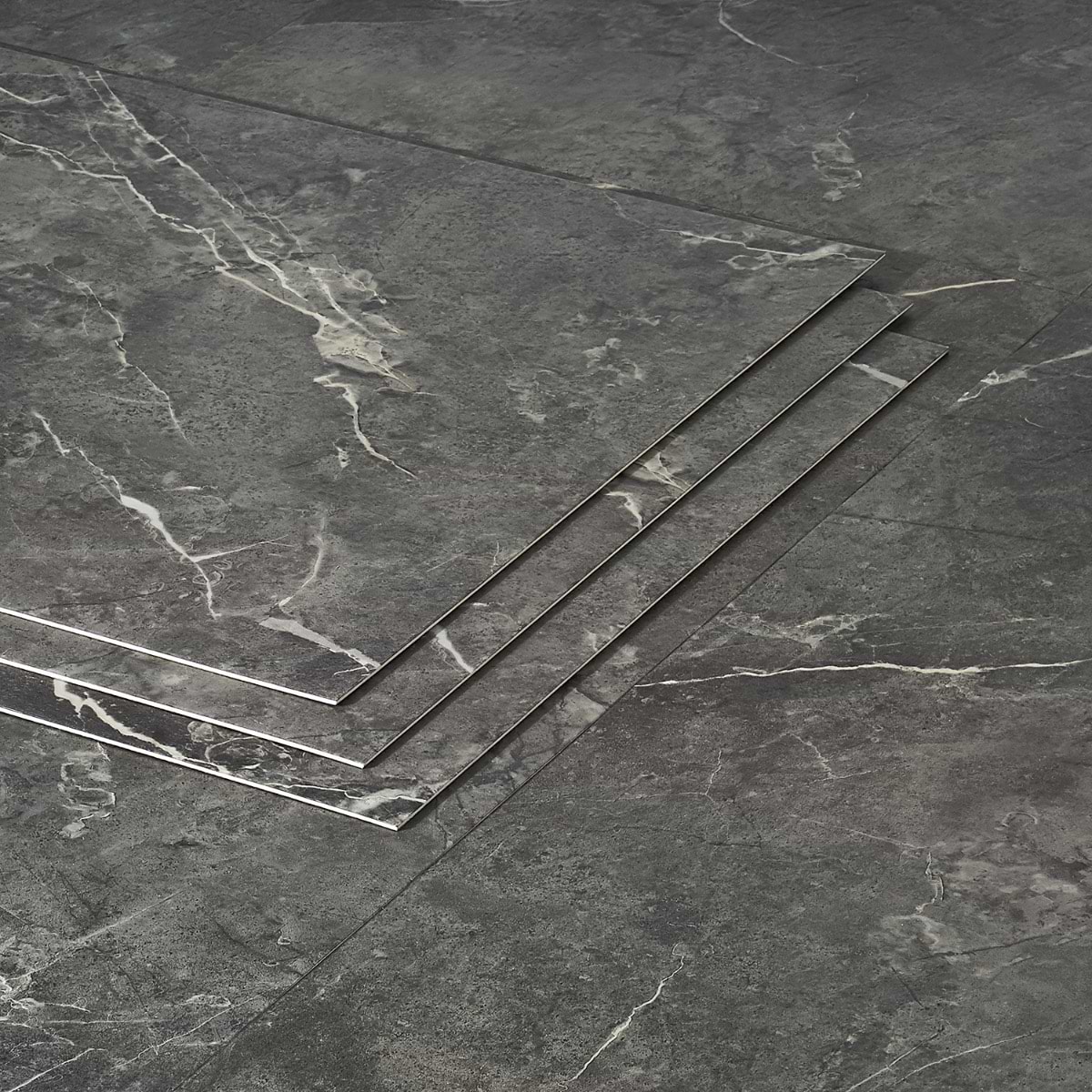Minetta Chauny Marble Dark Gray 18x36 - 2.5mm/28mil Wear Layer - Glue Down Matte Luxury Vinyl