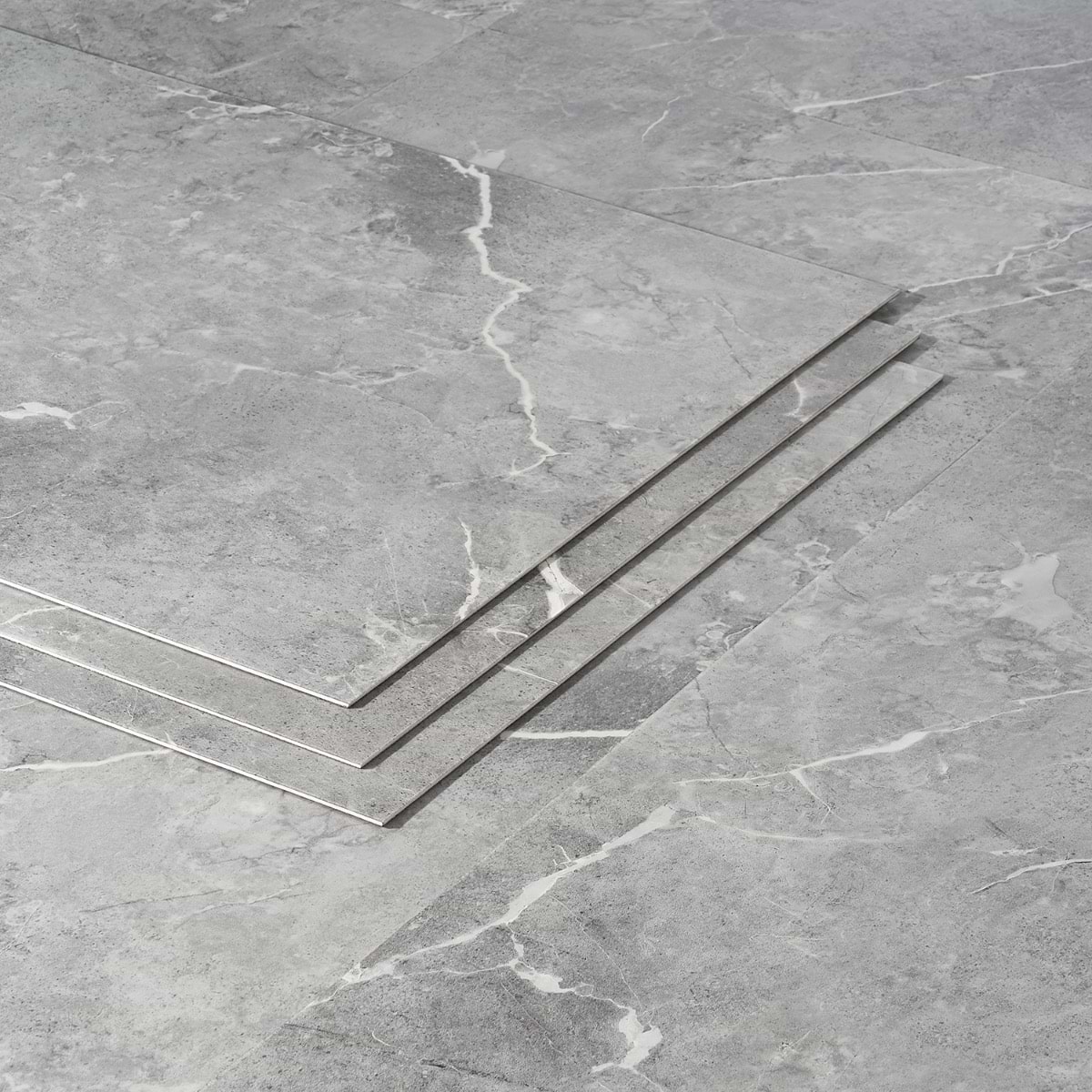 Minetta Chauny Marble Medium Gray 18x36 - 2.5mm/28mil Wear Layer - Glue Down Matte Luxury Vinyl
