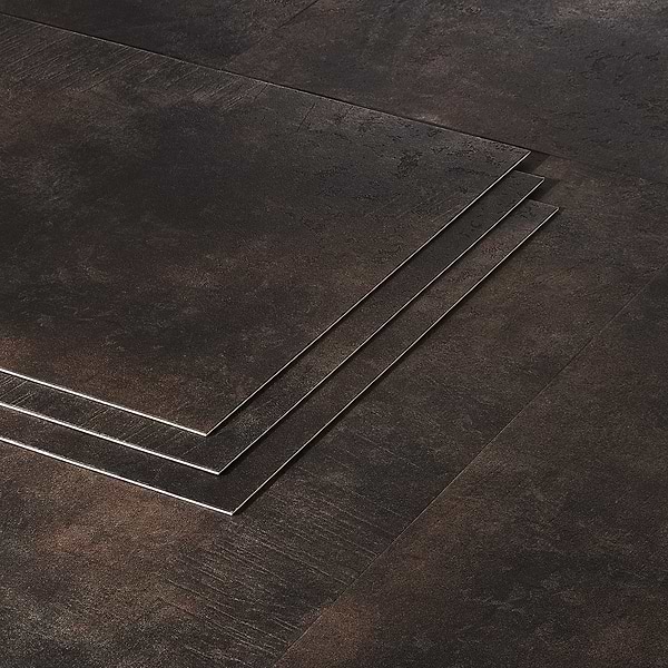 Minetta Concreto Obsidian 18x36 - 2.5mm/28mil Wear Layer - Glue Down; in Black Luxury Vinyl; for Bathroom Floor, Commercial Floor, Floor Tile, Kitchen Floor; in Style Ideas Industrial, Modern, Traditional