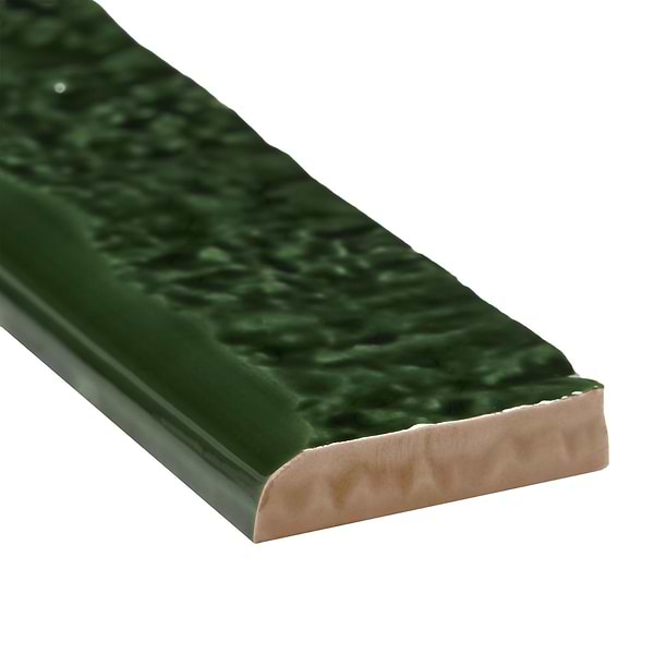 Artist Emerald Green 1.5x9 Crackled Glossy Ceramic Bullnose