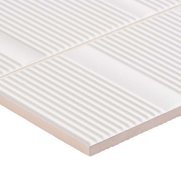 Armada White 8x16 Fluted 3D Matte Ceramic Wall Tile