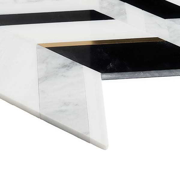 Zayden Nero Blanco - White Carrara- Nero Marquina- Asian Statuary- & Brass Polished Marble + Brass