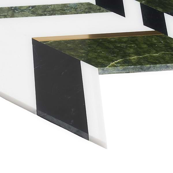 Zayden Verde Jade - Nero Marquina- White Thassos- Dandong Green- & Brass Polished Marble + Brass