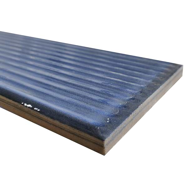 Stacy Garcia Artblock Denim Blue 4x16 Grooved Glossy Porcelain Tile
