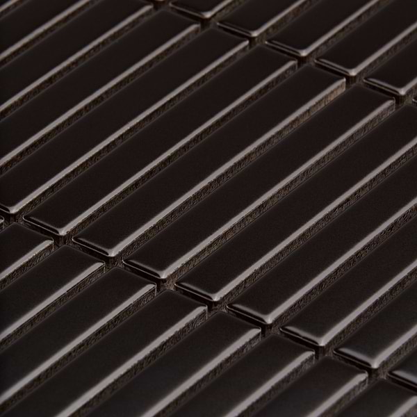 Motek Black 1x4" Tri-Stacked Matte Porcelain Mosaic Tile