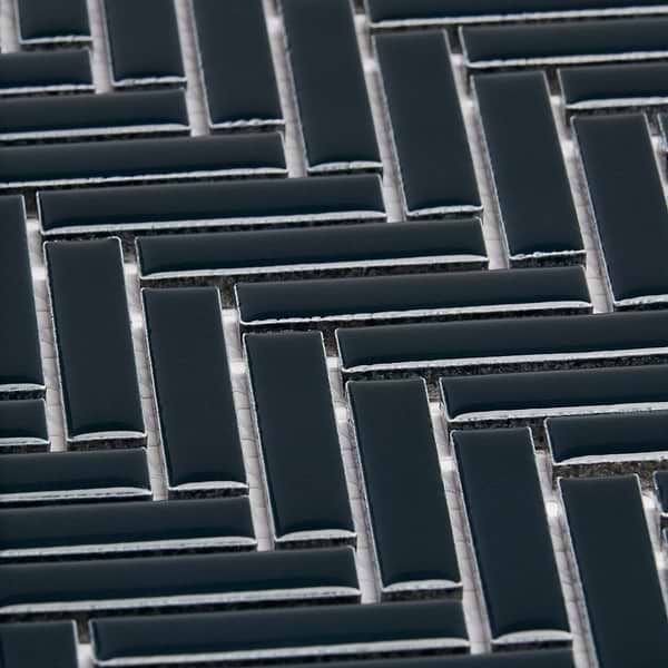 Motek Emerald Green 1x2" Herringbone Glossy Porcelain Mosaic Tile