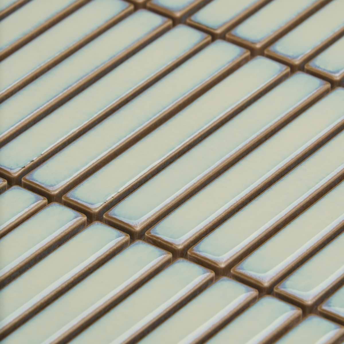 Shop Sample-Motek Mint Green Glossy Tri Stacked Mosaic at