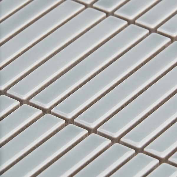 Motek Sky Blue 1x4" Tri-Stacked Glossy Porcelain Mosaic Tile