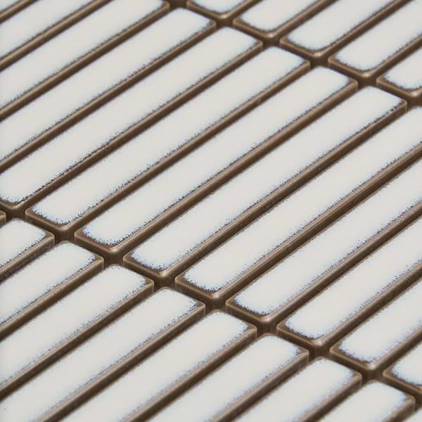 Motek Snow White 1x4" Tri-Stacked Glossy Porcelain Mosaic Tile