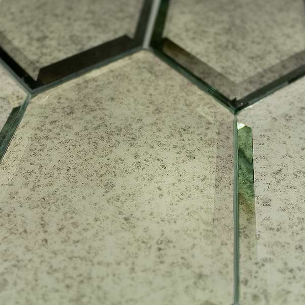 Beveled Paris Gray Hexagon Glass Tile