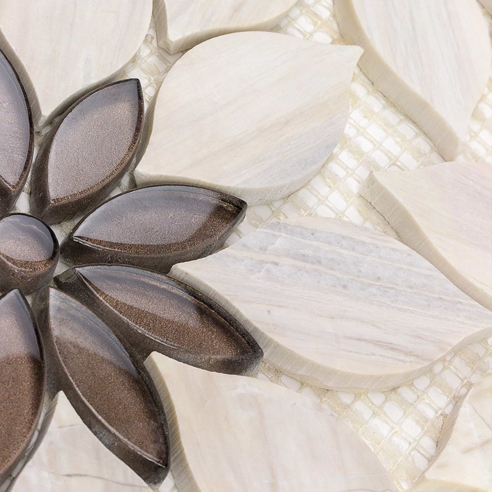 Shop MJ Rain Flower - Wooden Beige, Taupe & Beige Glass