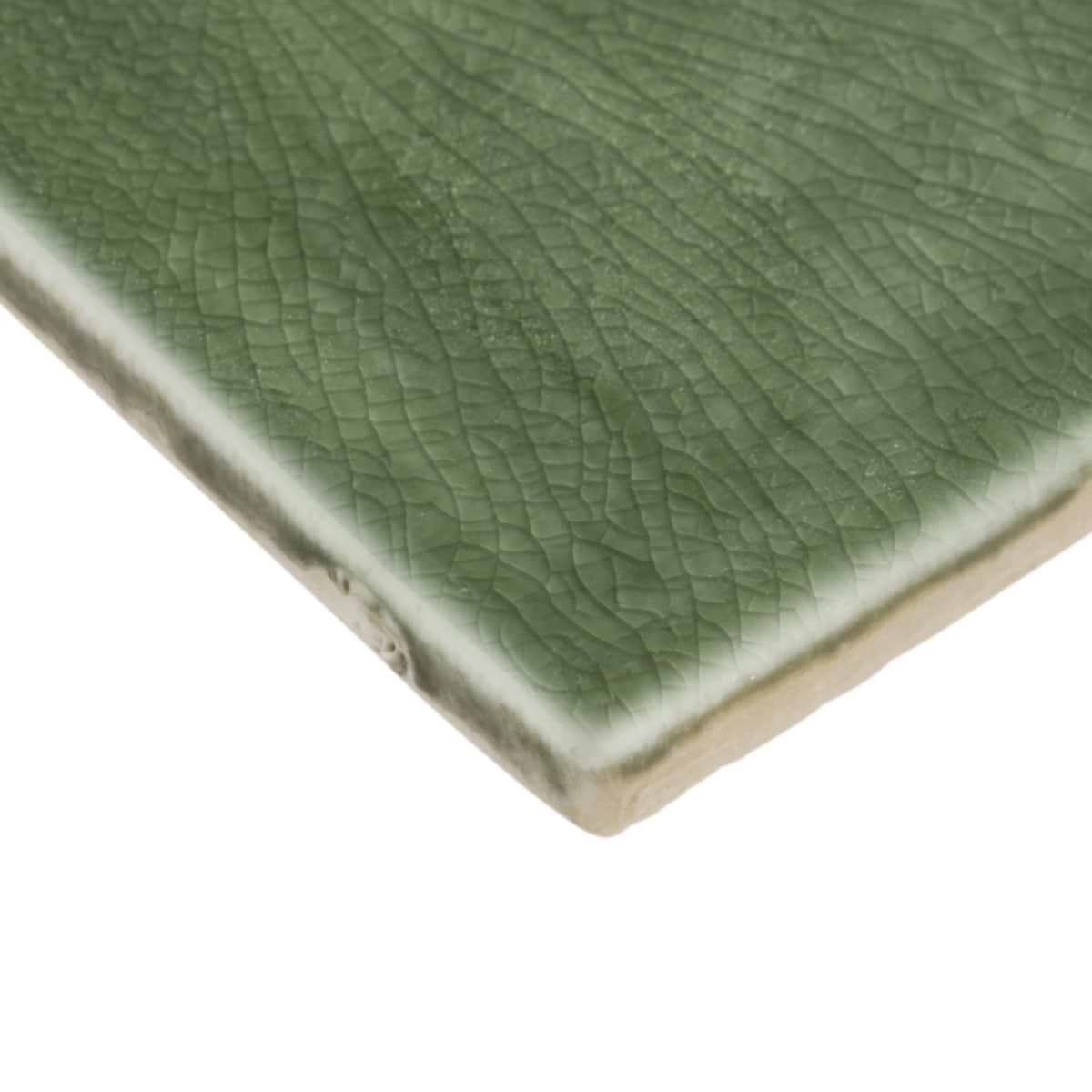Shop Baroque Glass Crackled Fern Green 3x6 | SohoStudioCorp.com