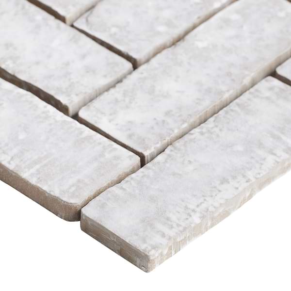 Metroville Chalk White 1.5x4 Herringbone Matte Porcelain Mosaic