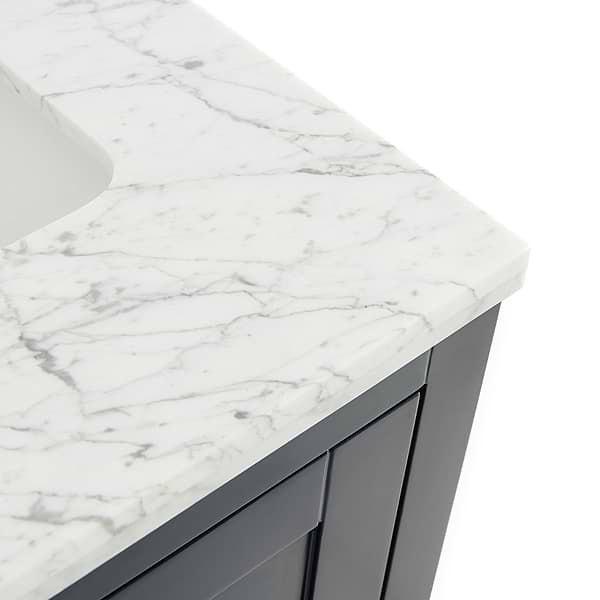 KIT - Sheraton 24" Navy Vanity with Carrara Marble Top and Ceramic Basin