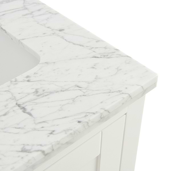 KIT - Close Out - Sheraton 24" White Vanity with Carrara Marble Top and Ceramic Basin