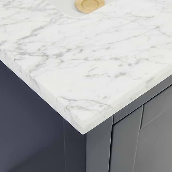 KIT - Sheraton 24" Navy Vanity with Carrara Marble Top and Ceramic Basin