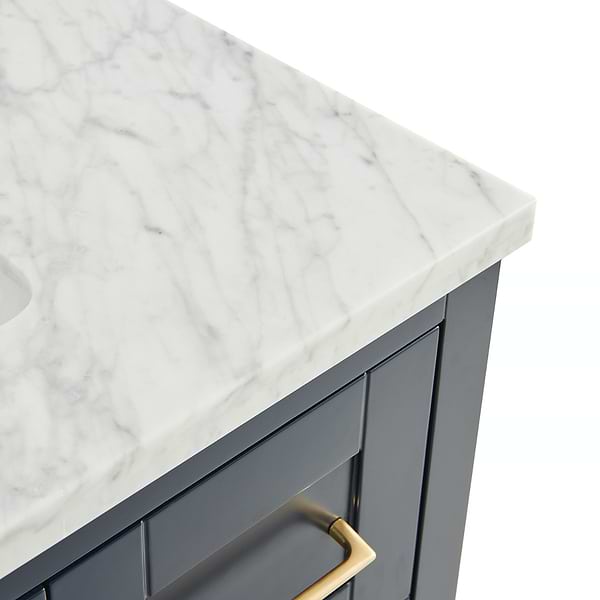 KIT - Close Out - Sheraton 36" Navy Vanity with Carrara Marble Top and Ceramic Basin